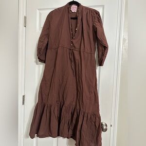 Elegant Brown Cotton Women's Maxi Dress